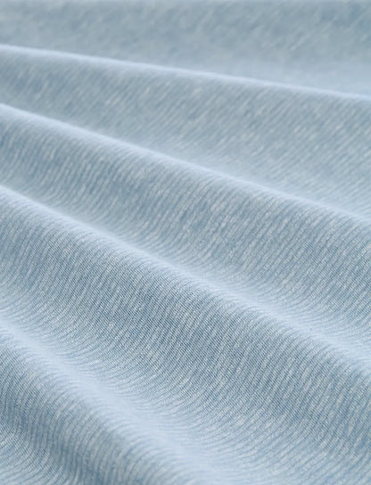 Fine Striped Serafino Short Sleeve (Soft Blue)