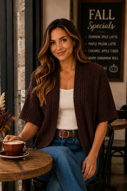 Hazel Open Cardigan (Brown)