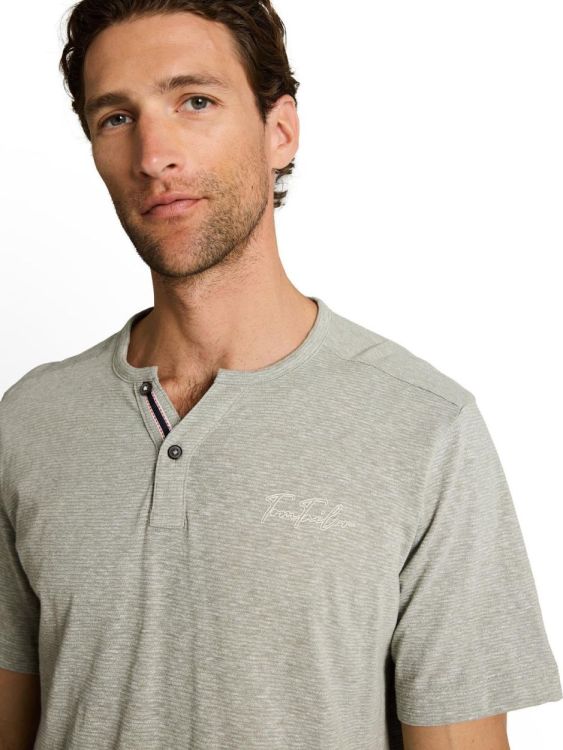Fine Striped Serafino Short Sleeve (Soft Green)