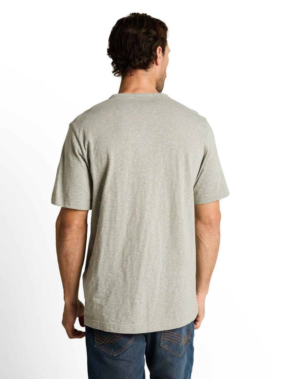 Fine Striped Serafino Short Sleeve (Soft Green)