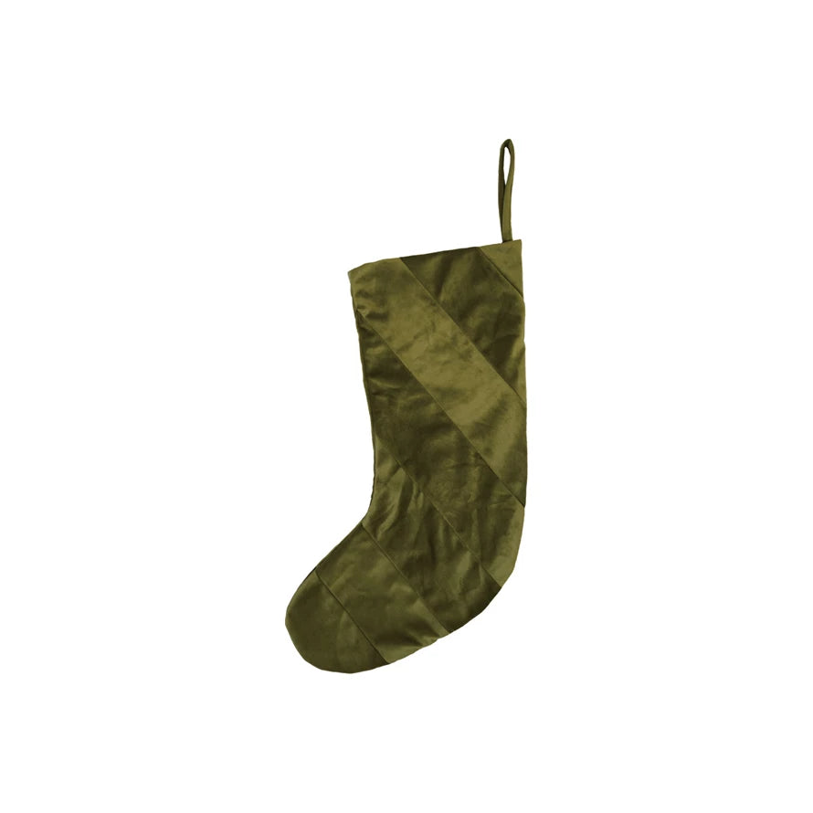 Velvet Christmas Stocking - Green