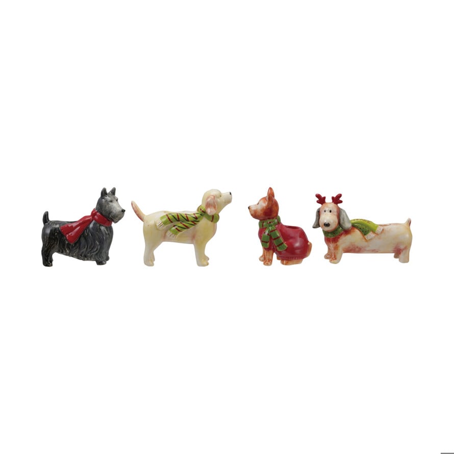 Dog-Shaped Stoneware Taper Holder (Assorted)