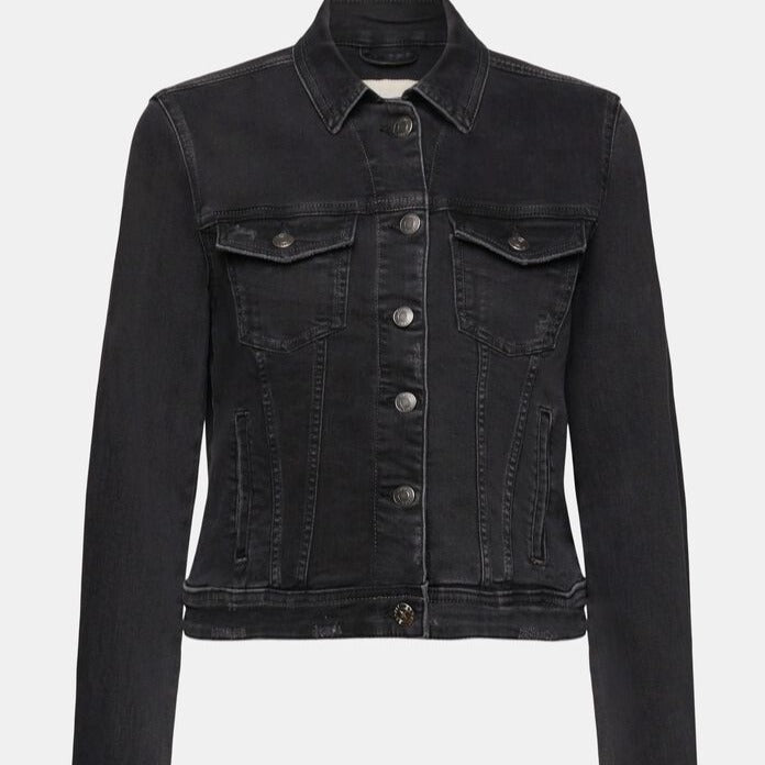 Black fitted denim sales jacket