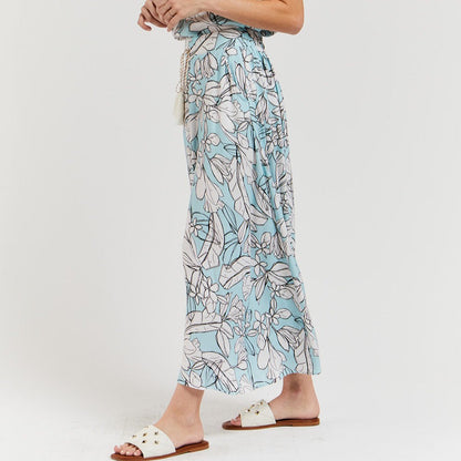 Sicily Floral Maxi Skirt (Blue)